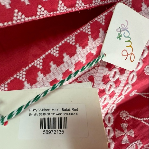 New Oliphant Soleil Red Flirty V-Neck Maxi Dress NWT Boho Casual Women’s Small - Picture 16 of 16